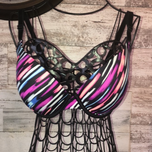 PINK Victoria's Secret Other - Victoria’s Secret PINK colorful bra sz 32D paint slash bra comfy bra adjustable